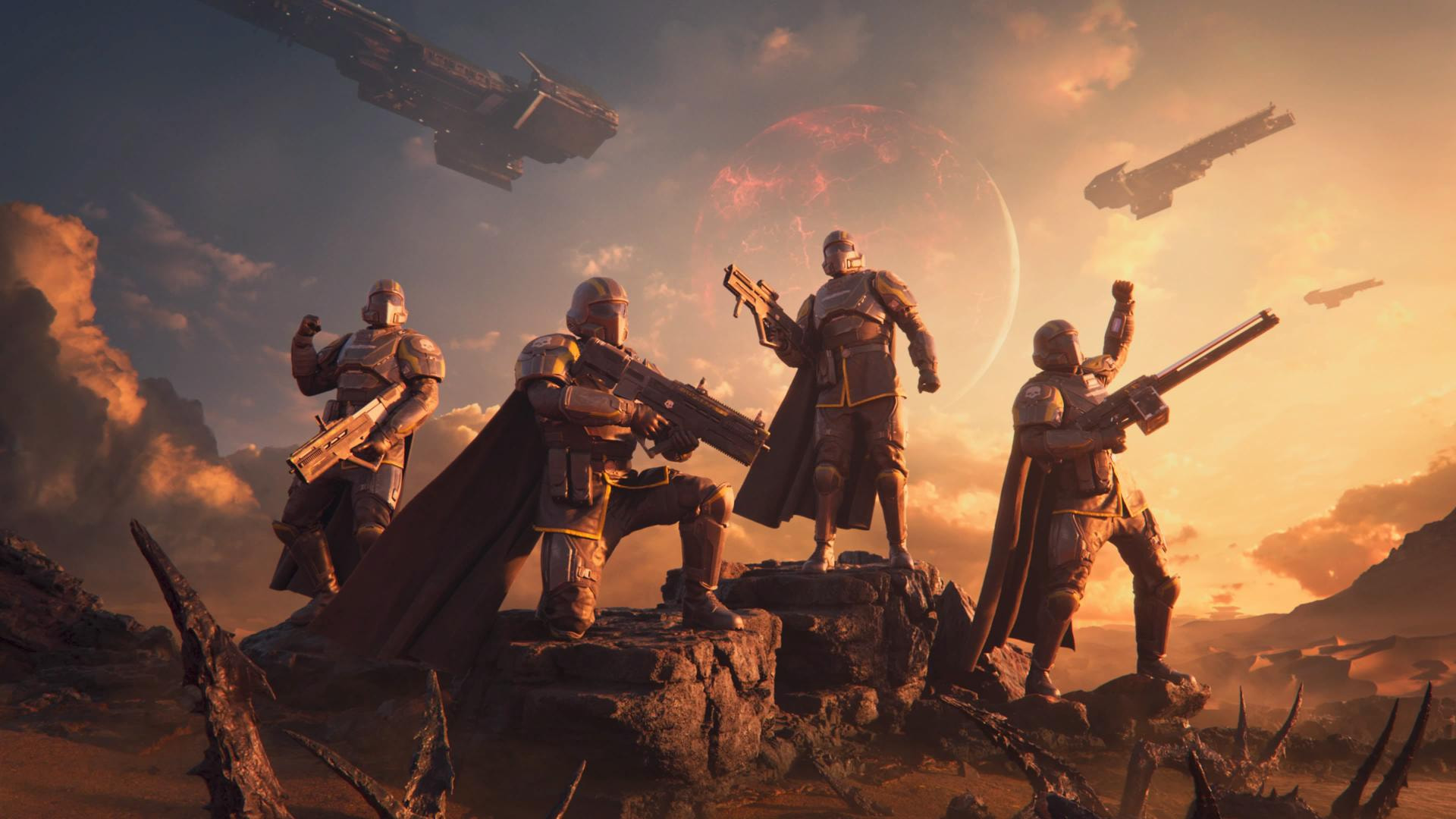 Helldivers 2 soldato Super Terra combatte sciami Terminidi
