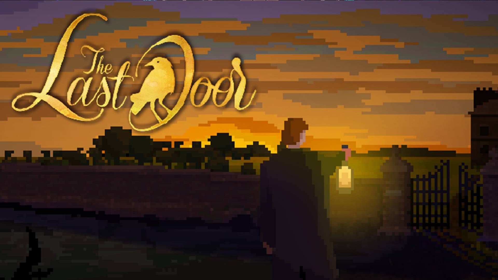 Screenshot di The Last Door Collector's Edition: corridoio di villa vittoriana in pixel art